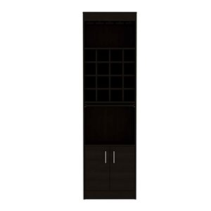 FM Furniture Illinois Black 16-Bottle Composite Wine Cabinet