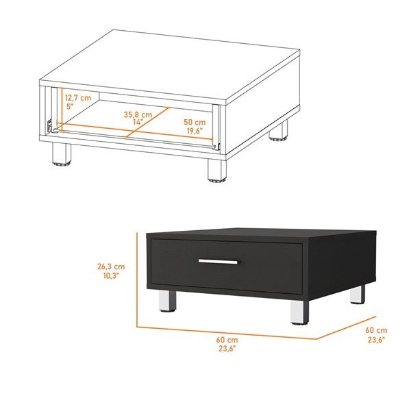 FM Furniture Kabul Black Composite Coffee Table