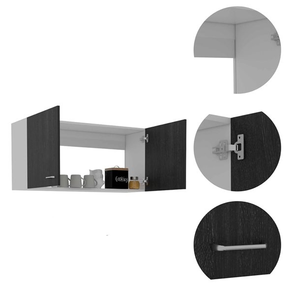 FM Furniture Oklahoma 39.37-in x 19.29-in x 12.59-in Carbon Espresso 2-Door Wall Cabinet