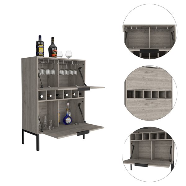 FM Furniture Rowan Light Grey 6-Bottle Composite Wine Cabinet