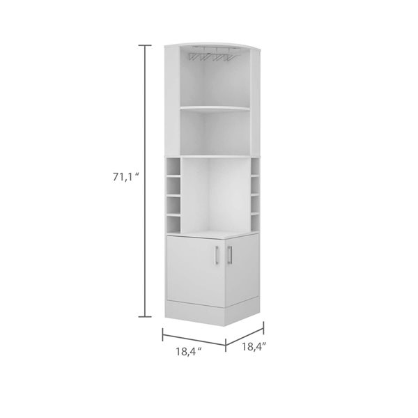 FM Furniture Seattle White 8-Bottle Composite Wine Cabinet