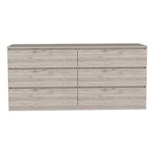 FM Furniture Seul Light Grey-White 6-Drawer Standard Dresser