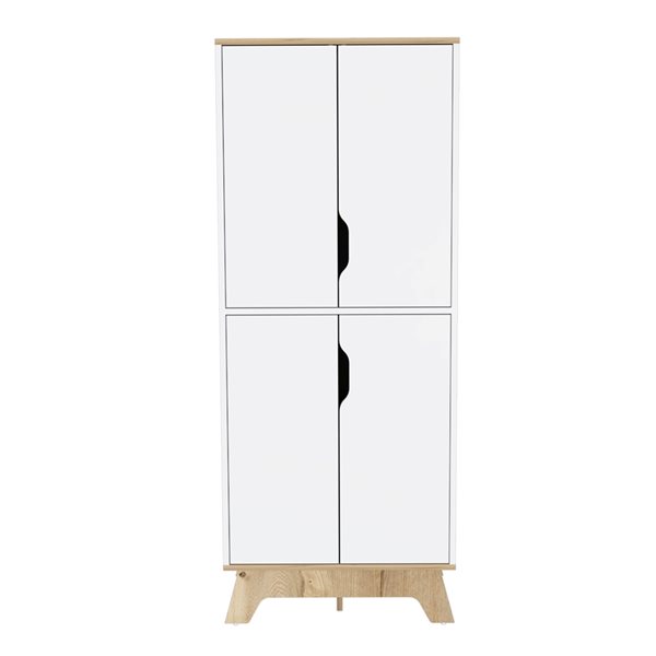 FM Furniture Zurich Light Oak-White Composite Kitchen Hutch