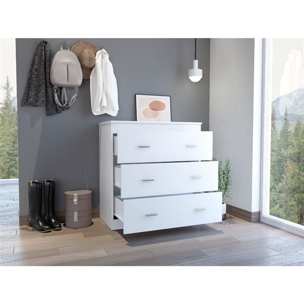 FM Furniture Dove White 3-Drawer Standard Dresser