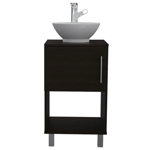 Fm Furniture Malibu 18-in Black Wengue Single Sink Bathroom Vanity with Aluminum Top