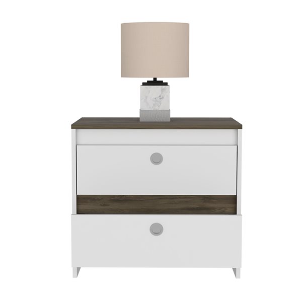 FM Furniture Moscow White-Dark Brown Nightstand