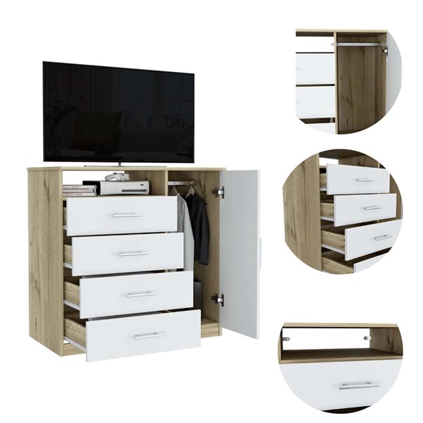 FM Furniture Carolina Light Oak/White 4-Drawer Standard Dresser