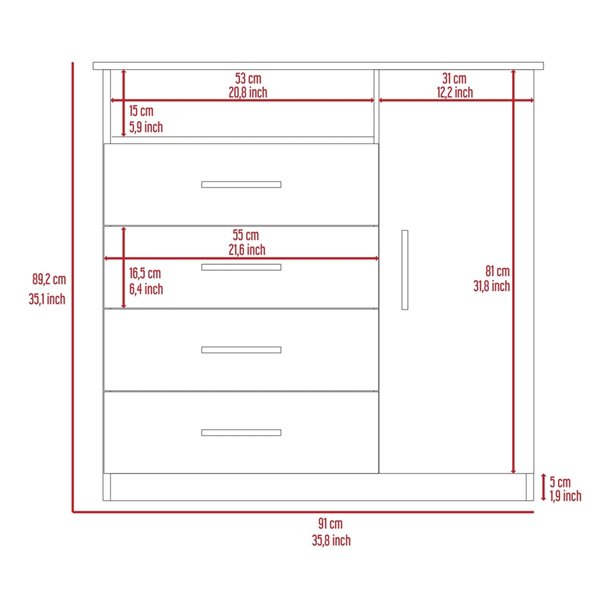 FM Furniture Carolina Light Oak/White 4-Drawer Standard Dresser