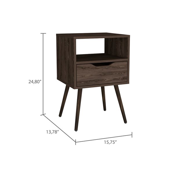 FM Furniture Allie Dark Walnut Nightstand