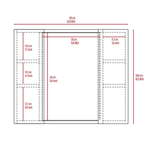 FM Furniture Draco 23.6-in x 19.5-in Recessed White Mirrored Rectangle Medicine Cabinet