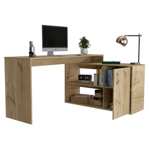 FM Furniture Dallas 59.6-in Brown Light Oak Modern/Contemporary Computer Desk