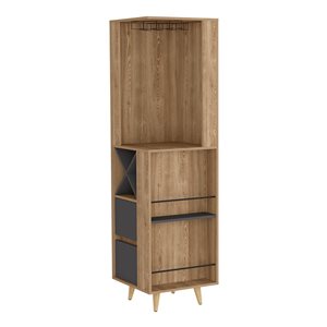 FM Furniture Ziton Pine/Matt Grey 4-Bottle Composite Wine Cabinet