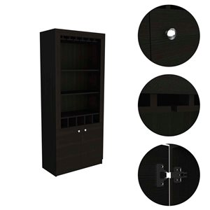 FM Furniture New York Black 5-Bottle Composite Wine Cabinet