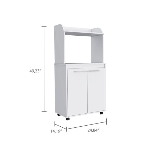 FM Furniture Rockford White Base with Composite Laminate Top Kitchen Cart (25-in x 14-in x 49-in)