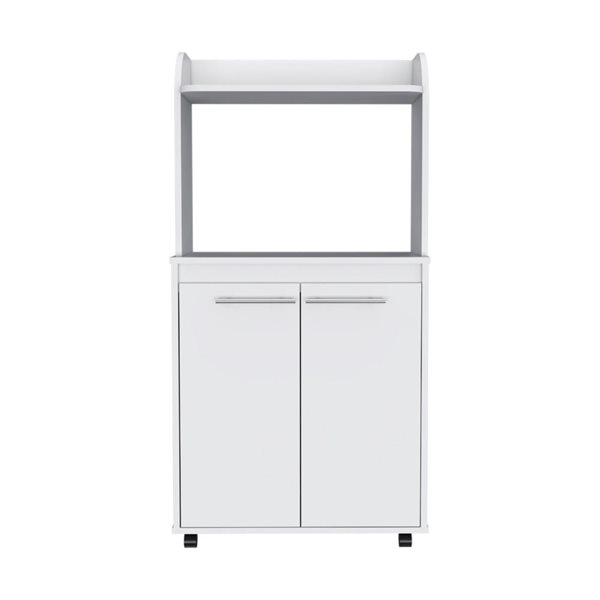 FM Furniture Rockford White Base with Composite Laminate Top Kitchen Cart (25-in x 14-in x 49-in)