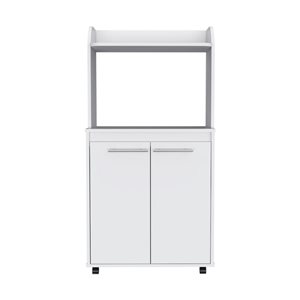 FM Furniture Rockford White Base with Composite Laminate Top Kitchen Cart (25-in x 14-in x 49-in)