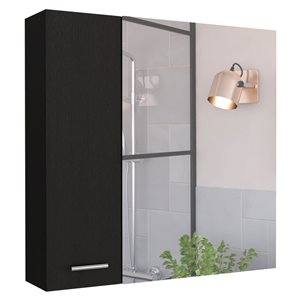 FM Furniture Kenya 24-in x 24-in Recessed Black Mirrored Rectangle Medicine Cabinet