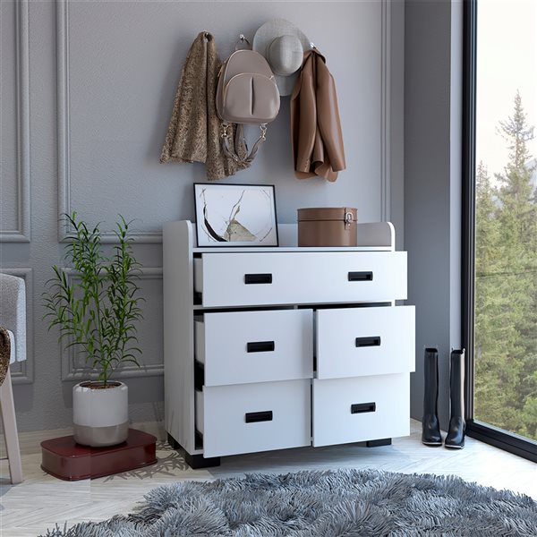 FM Furniture Anemone White 5-Drawer Standard Dresser