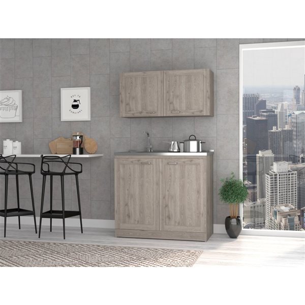 FM Furniture Perseus 39.3-in x 30.8-in x 30.4-in Light Grey Base Cabinet