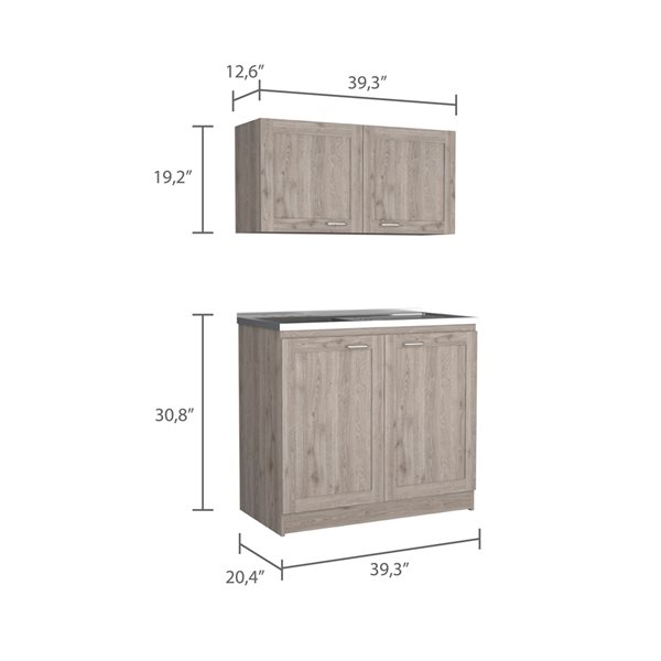 FM Furniture Perseus 39.3-in x 30.8-in x 30.4-in Light Grey Base Cabinet