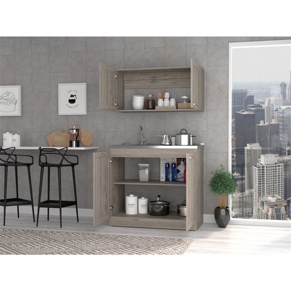 FM Furniture Perseus 39.3-in x 30.8-in x 30.4-in Light Grey Base Cabinet