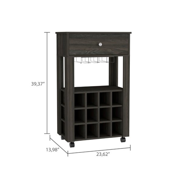 FM Furniture Ace Brown 12-Bottle Composite Wine Cabinet