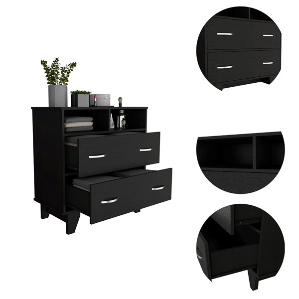 FM Furniture Portobelo Black 2-Drawer Standard Dresser