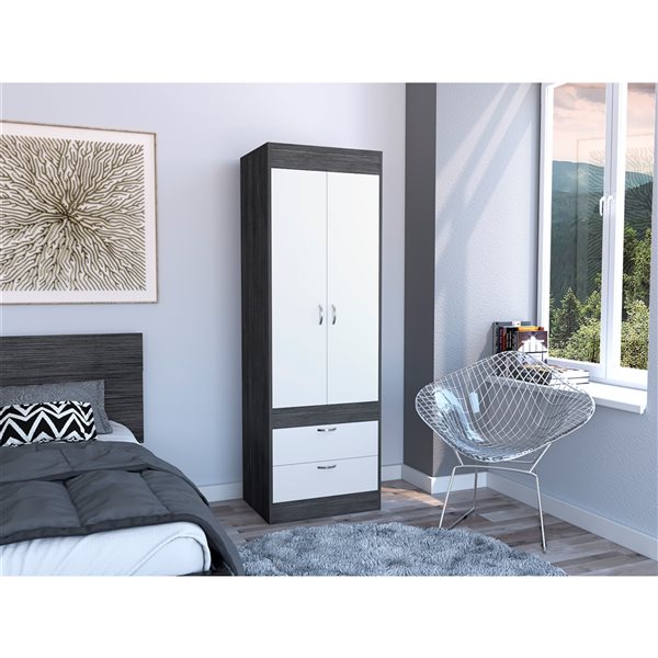 FM Furniture Alabama Smoky Oak/White Armoire