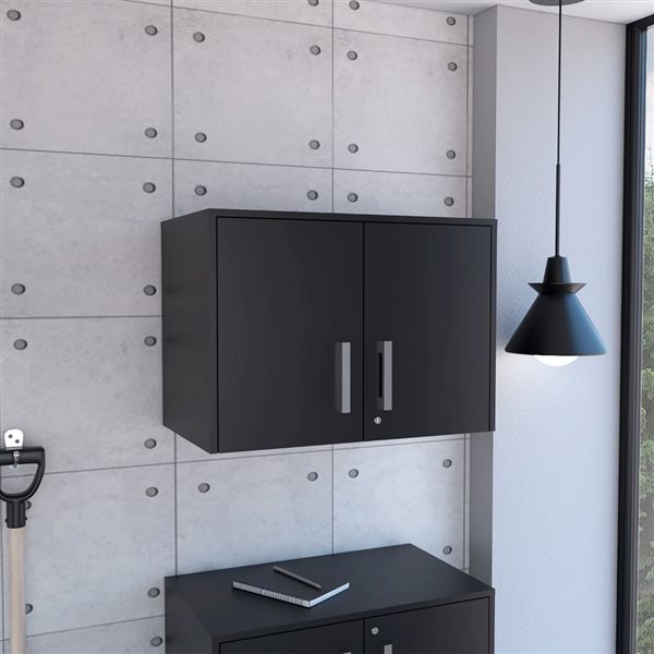 FM Furniture Penny Soft Black 2-Door Office Cabinet