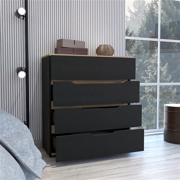 FM Furniture California Black-Light Oak 4-Drawer Standard Dresser