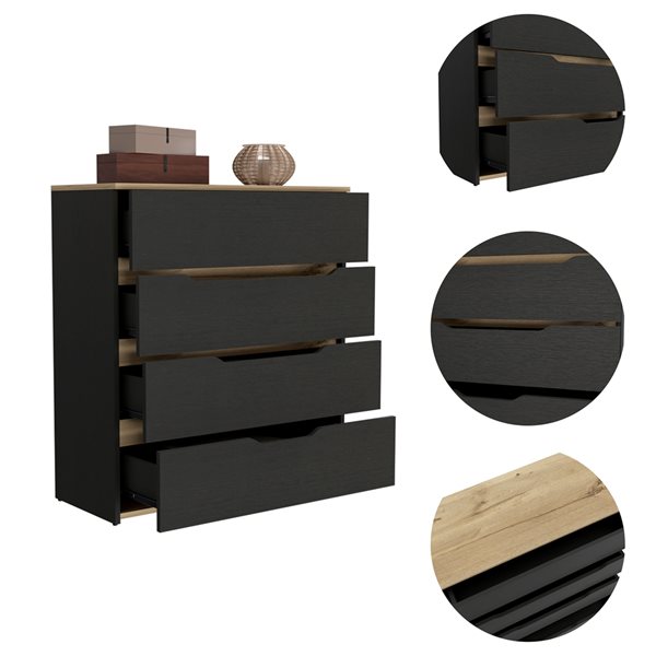 FM Furniture California Black-Light Oak 4-Drawer Standard Dresser