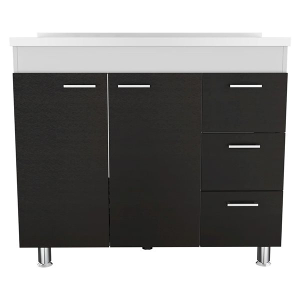 FM Furniture Darien 39.37-in x 35.43-in x 20.67-in White/Black 2-Door Base Cabinet