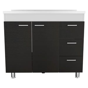 FM Furniture Darien 39.37-in x 35.43-in x 20.67-in White/Black 2-Door Base Cabinet