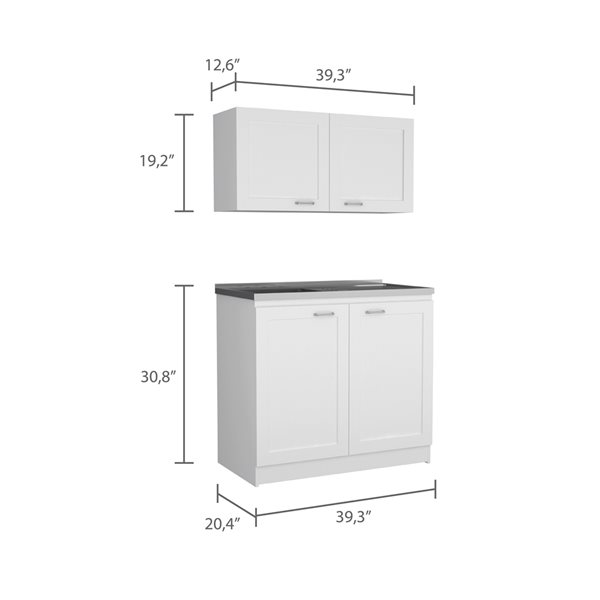 FM Furniture Perseus 39.3-in x 30.8-in x 20.4-in White Base Cabinet