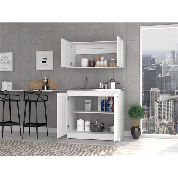 FM Furniture Perseus 39.3-in x 30.8-in x 20.4-in White Base Cabinet