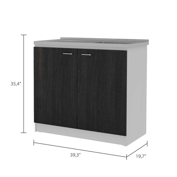 Fm Furniture Oklahoma 35.4-in x 39.4-in 1-Basin Black Freestanding Utility Sink and Cabinet