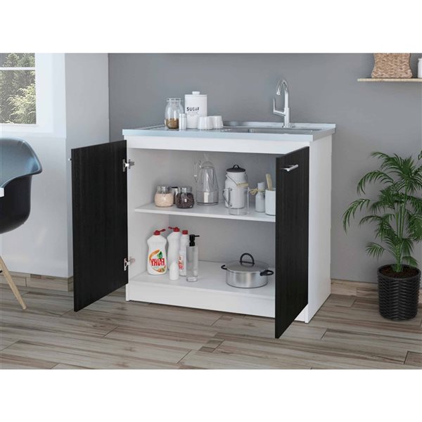 Fm Furniture Oklahoma 35.4-in x 39.4-in 1-Basin Black Freestanding Utility Sink and Cabinet