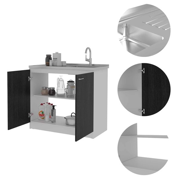 Fm Furniture Oklahoma 35.4-in x 39.4-in 1-Basin Black Freestanding Utility Sink and Cabinet