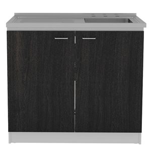 Fm Furniture Oklahoma 35.4-in x 39.4-in 1-Basin Black Freestanding Utility Sink and Cabinet