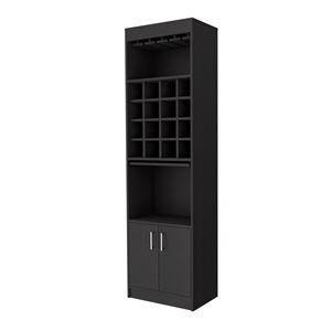 FM Furniture Kabul Kava Black Wengue 16-Bottle Composite Wine Cabinet