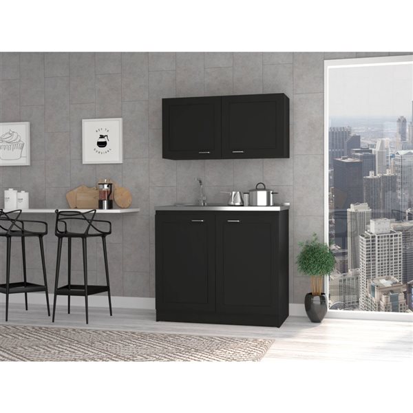 FM Furniture Perseus 39.3-in x 30.8-in x 20.4-in Black Wall Cabinet