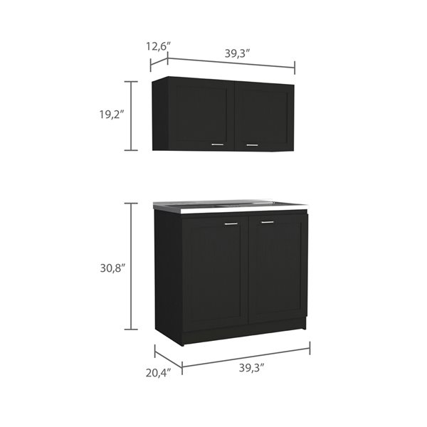 FM Furniture Perseus 39.3-in x 30.8-in x 20.4-in Black Wall Cabinet