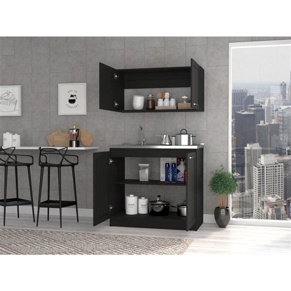 FM Furniture Perseus 39.3-in x 30.8-in x 20.4-in Black Wall Cabinet