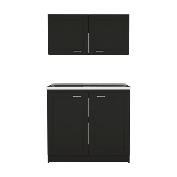 FM Furniture Perseus 39.3-in x 30.8-in x 20.4-in Black Wall Cabinet