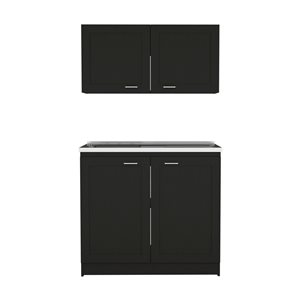 FM Furniture Perseus 39.3-in x 30.8-in x 20.4-in Black Wall Cabinet