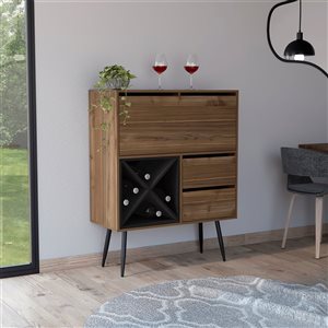 FM Furniture Orchid Mahogany/Black 4-Bottle Composite Wine Cabinet