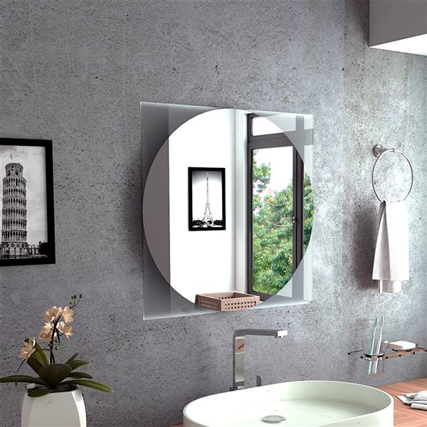 FM Furniture Acantha Looking Glass Rectangular Frameless Bathroom Mirror