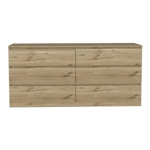 FM Furniture Seul Light Oak-White 6-Drawer Standard Dresser