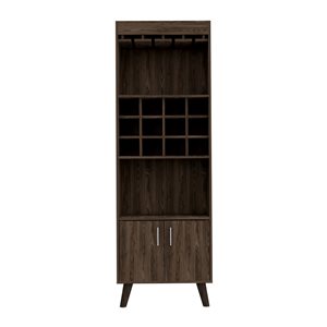 FM Furniture Edessa Dark Walnut 12-Bottle Composite Wine Cabinet