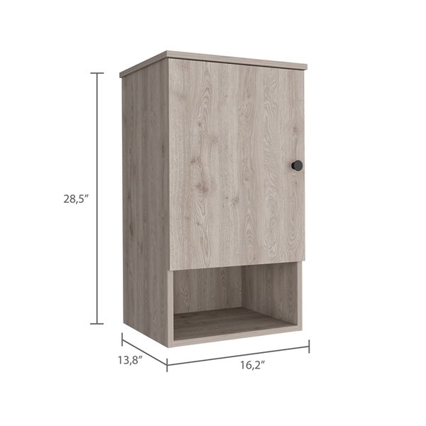 FM Furniture Alaska 16.2-in x 28.5-in Recessed Light Grey Rectangle Medicine Cabinet